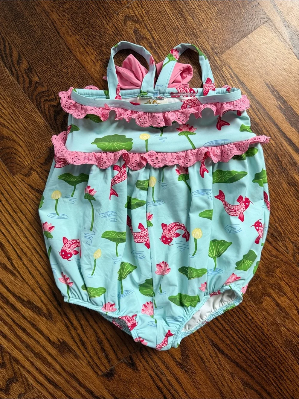 Beaufort Bonnet Company St. Bart's Bubble Swimsuit Cute & Koi Lily Pad Ruffle 3T